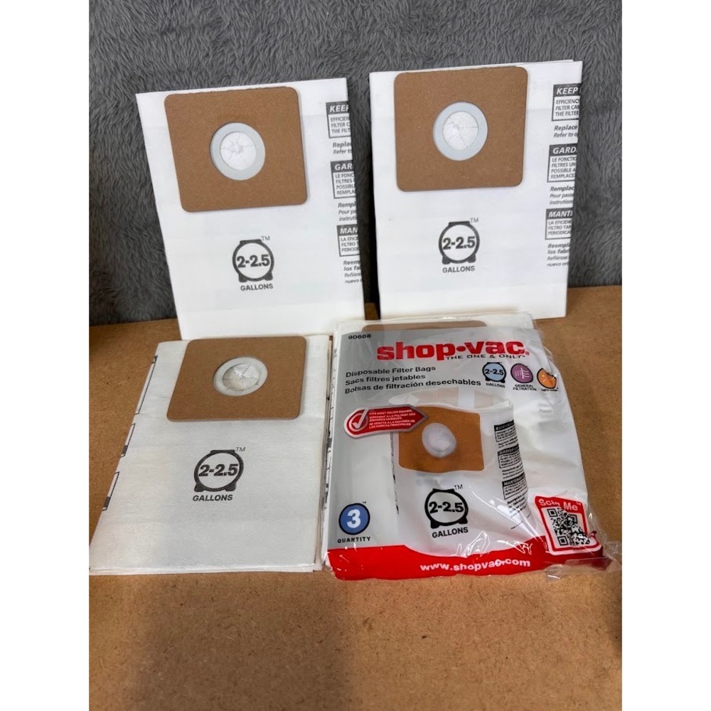 Shop-Vac 90668 Type B 2-2.5 Gallon Disposable Filter Bags 6 Pack White Dry Only - Picture 1 of 3